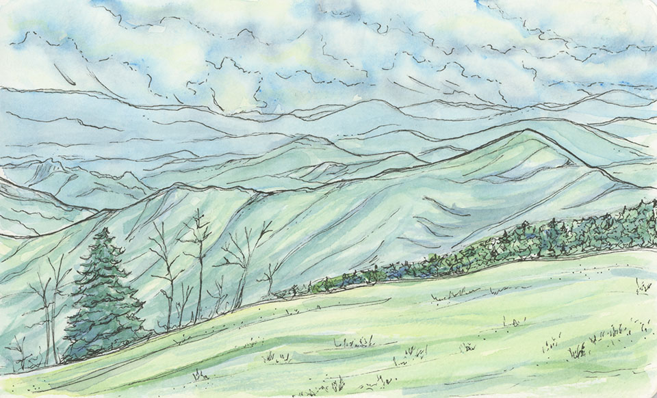 Watercolor Print Blue Ridge Mountains The Notions Journey